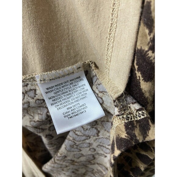 White Stag Top Womens 20 Tan Animal Print Leopard Mock 2 Pc Blouse Set Brown - Picture 9 of 9